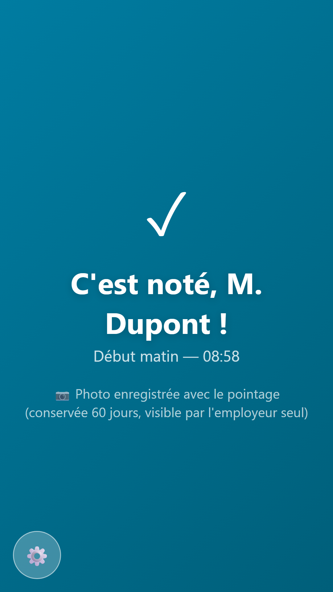 BadouBoard - Pointage confirmé sur la borne