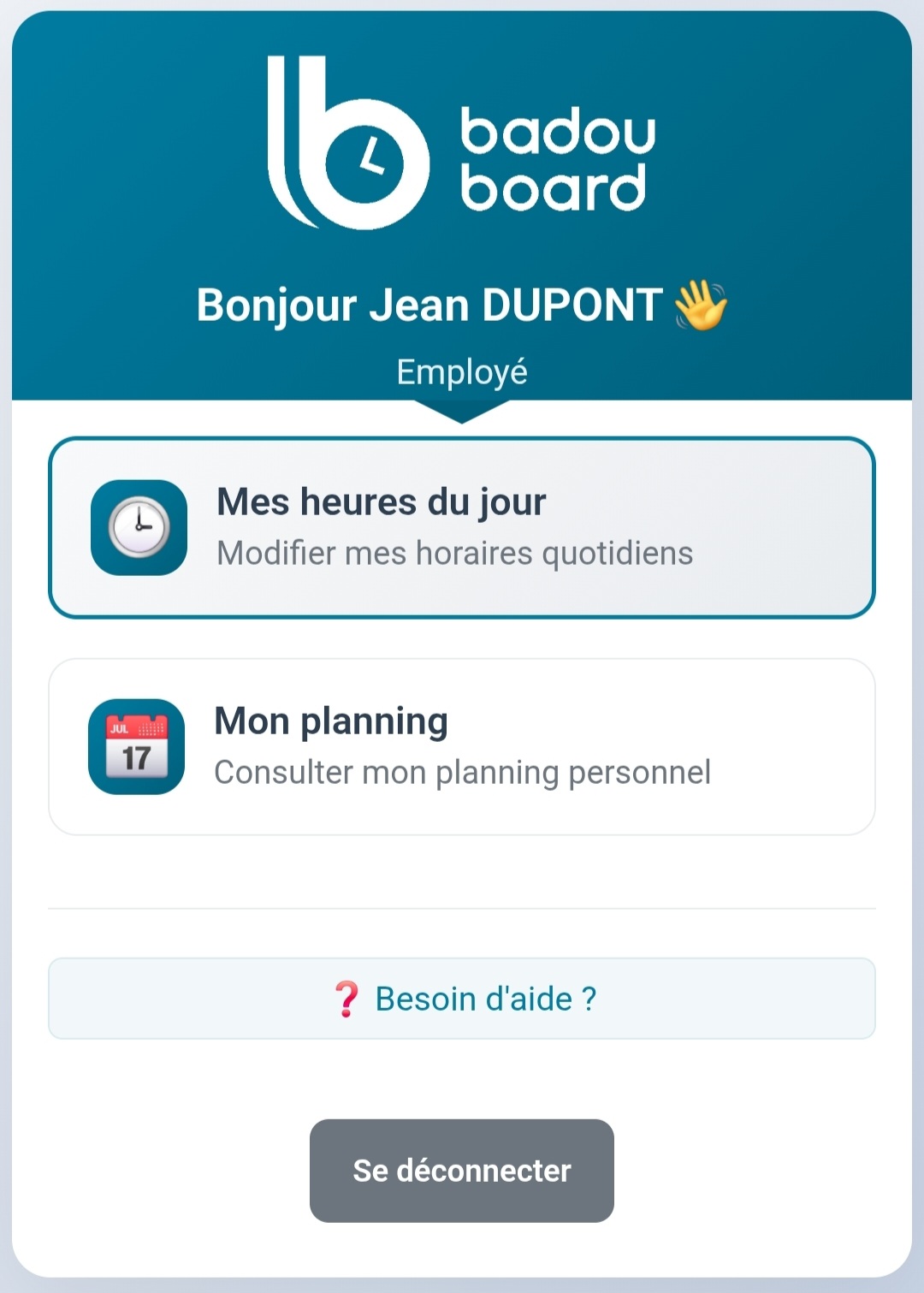 Tableau de bord BadouBoard